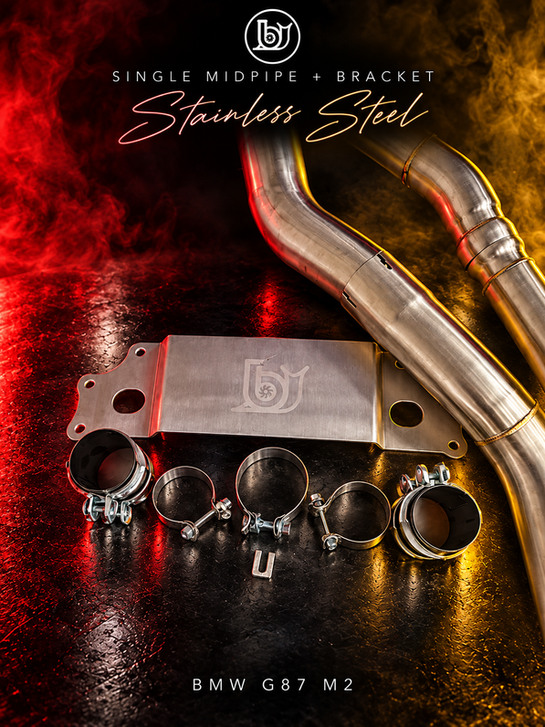 BJG Custom Single Midpipe w/ Bracket for BMW G87 M2 - Stainless Steel