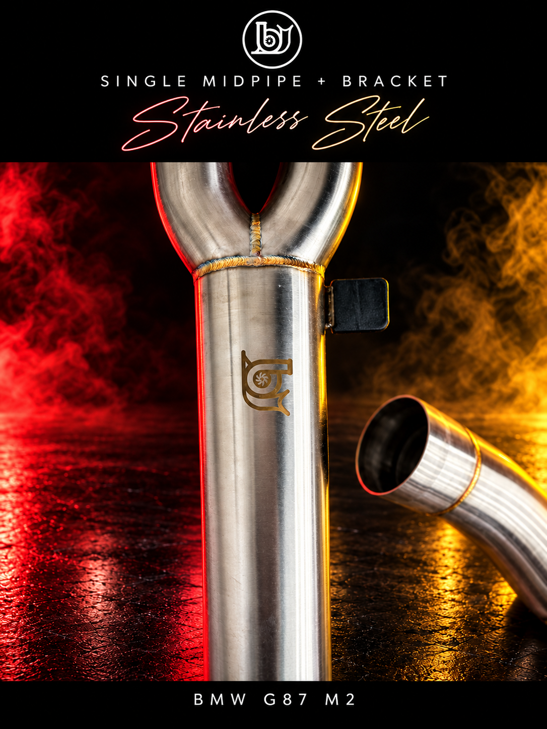 BJG Custom Single Midpipe w/ Bracket for BMW G87 M2 - Stainless Steel