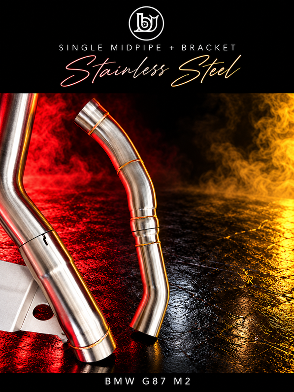 BJG Custom Single Midpipe w/ Bracket for BMW G87 M2 - Stainless Steel